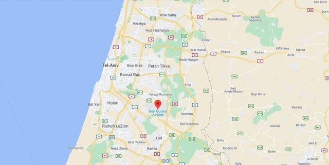 テルアビブの空港マップ