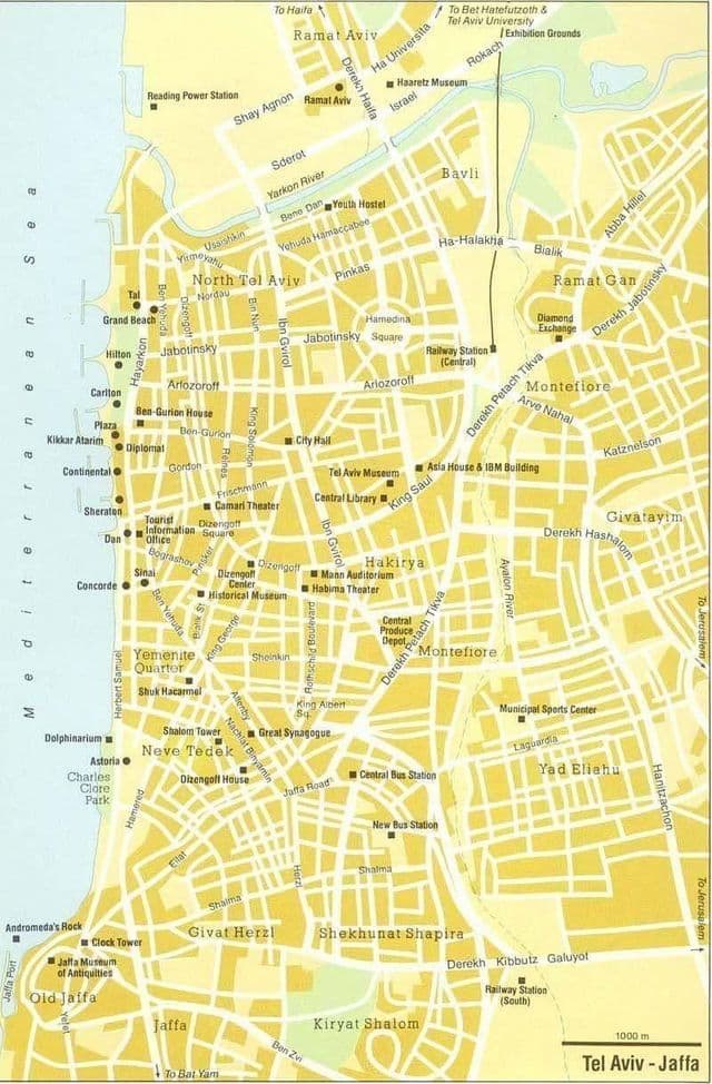 テルアビブのウォーキングツアーの地図