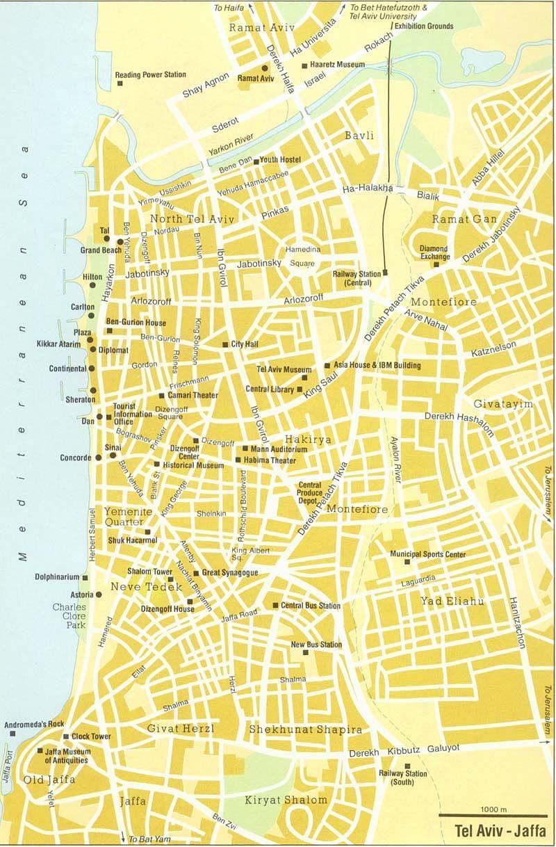 テルアビブのウォーキングツアーの地図