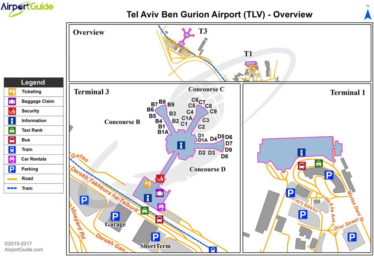 テルアビブ空港ターミナルマップ
