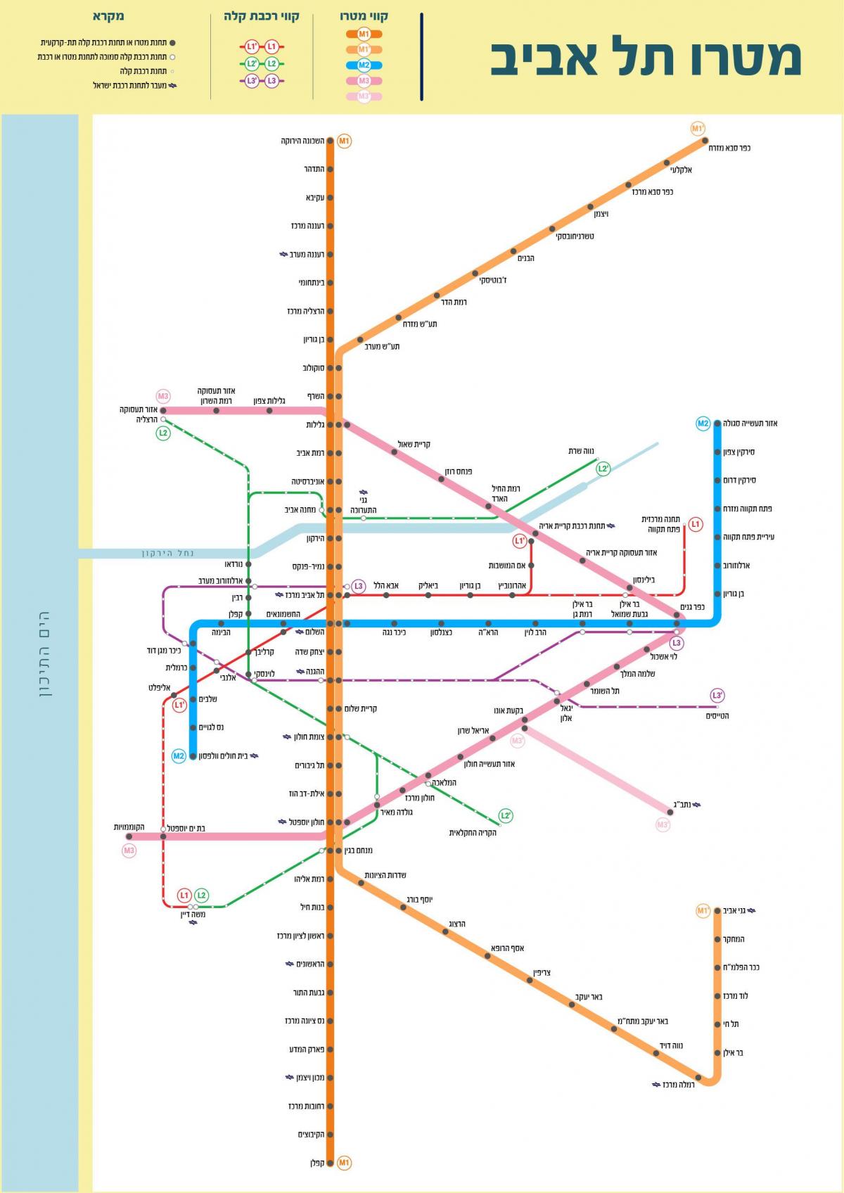 テルアビブの地下鉄駅マップ